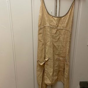Cynthia Ashby Gold Linen Overdress